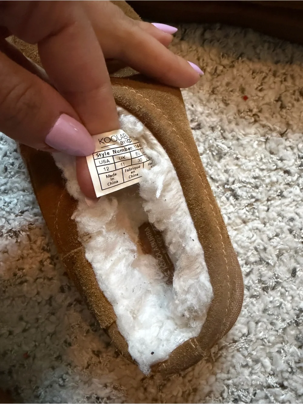 Koolaburra Kids Tan Faux-Shearling Footie Slippers size 12 girls